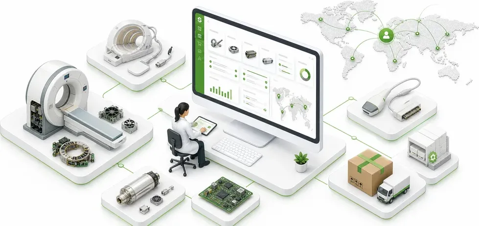 Medical imaging spare parts sourcing and supplier network